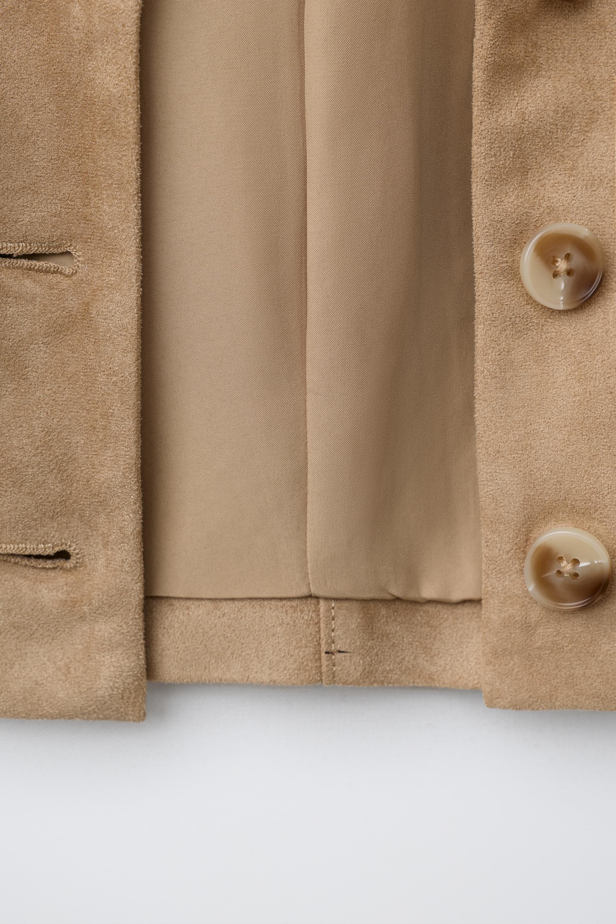 FAUX SUEDE AND LACE TRIM JACKET
